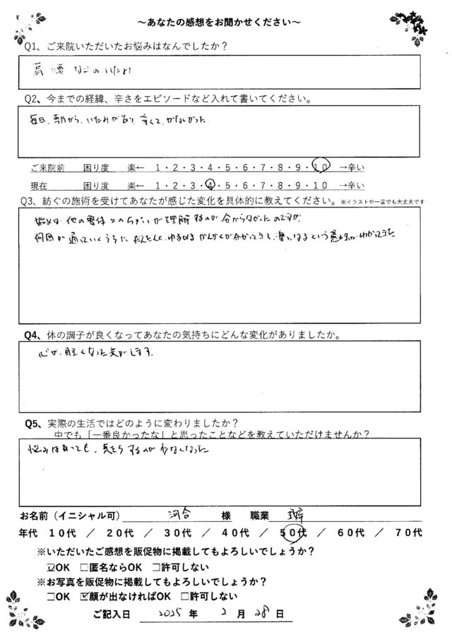 アンケート用紙