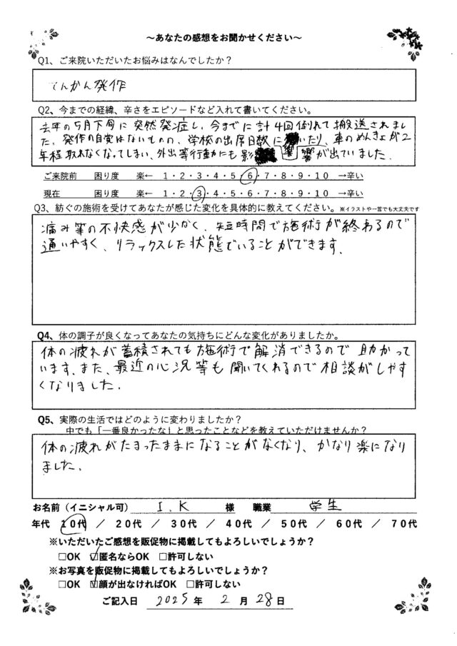 アンケート用紙