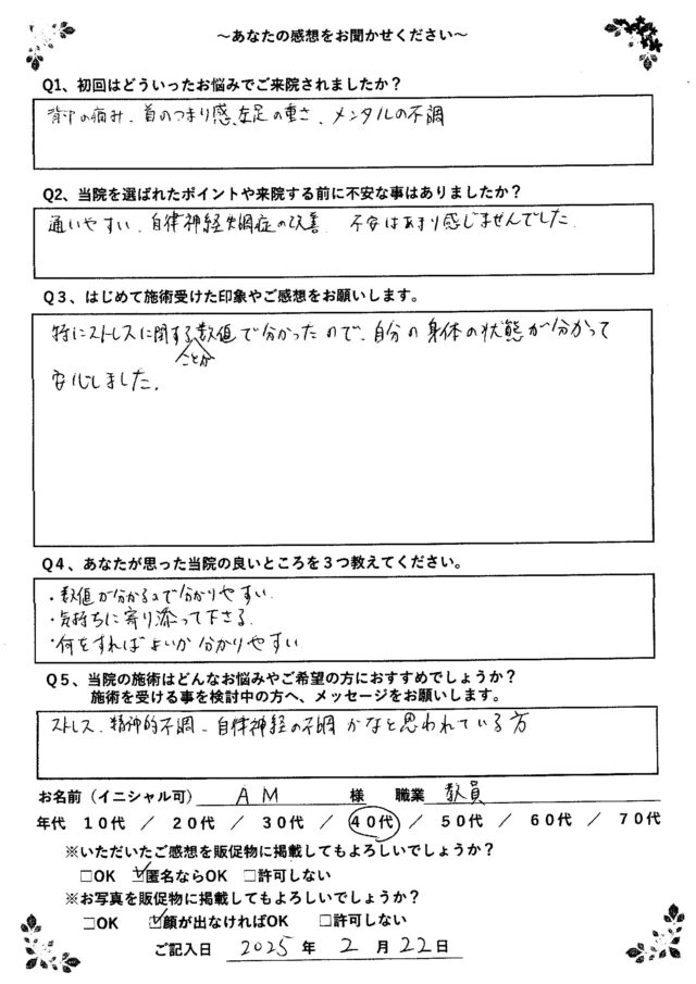 アンケート用紙