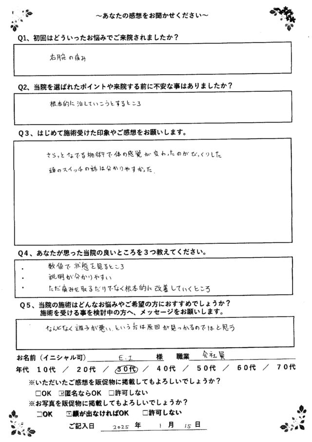 アンケート用紙