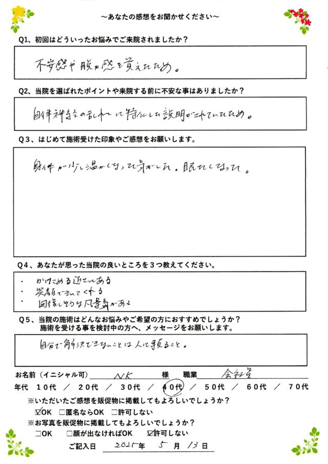 アンケート用紙