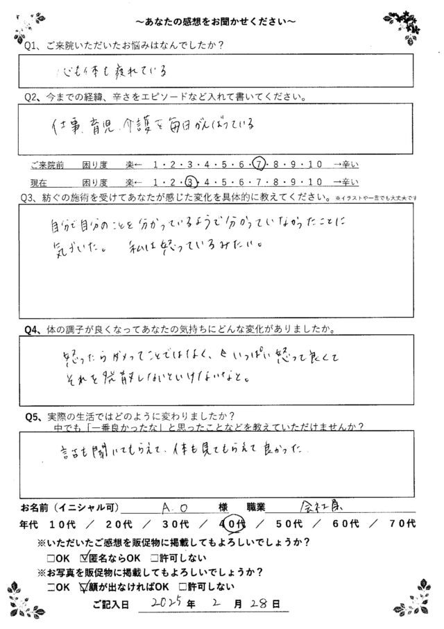 アンケート用紙