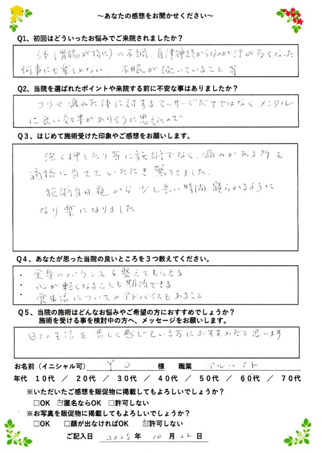 アンケート用紙